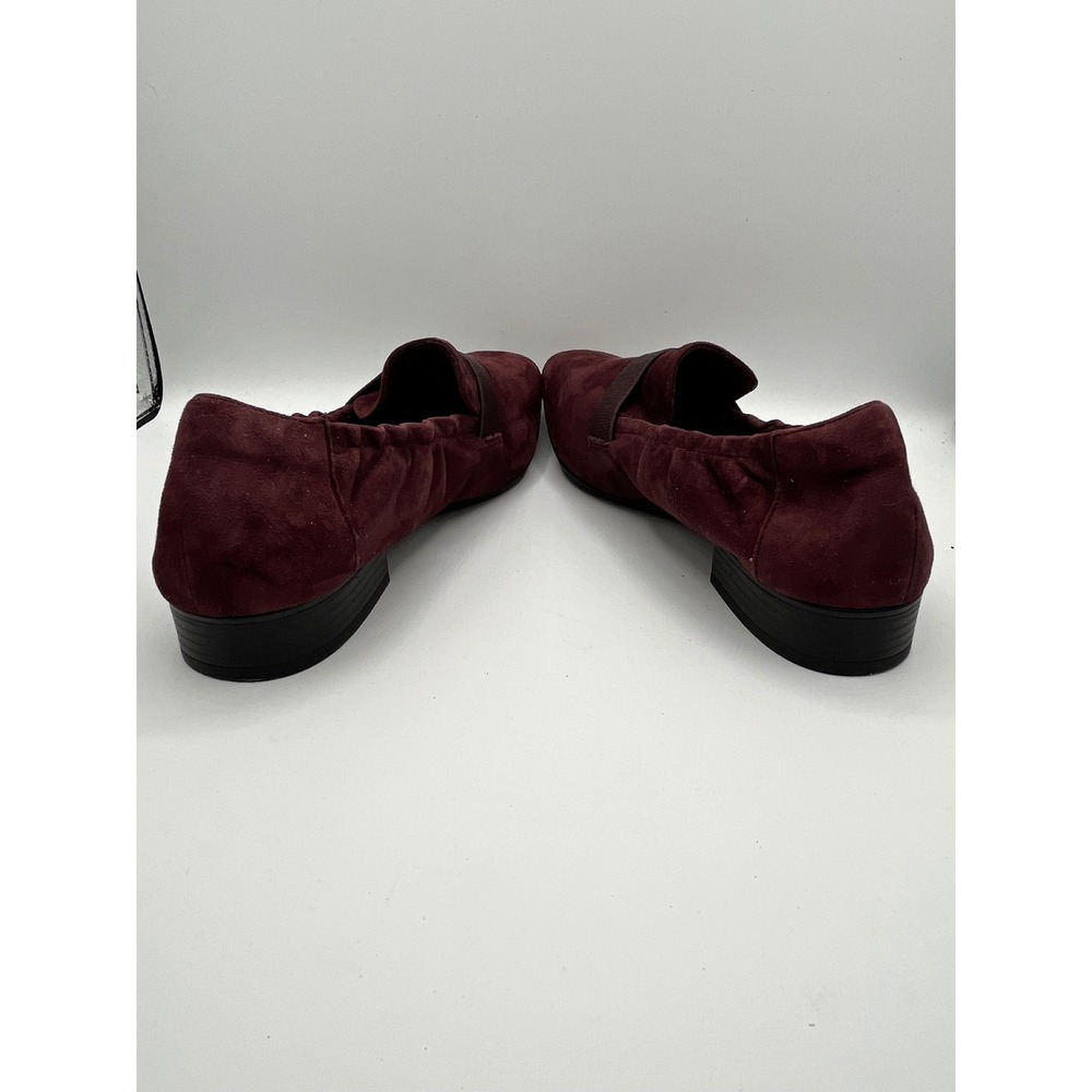 Clarks Pure Tone Burgundy Suede Square Toe Loafers Women Sz 9W Wide 261677925065 - Picture 5 of 9